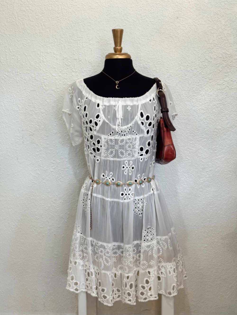 Johnny Was White Eyelet Mini Dress